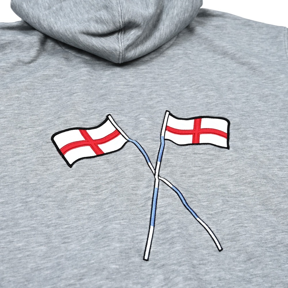 FootJoy Men's Large Heather Grey Performance Hoodie St. George Cross Flag Golf